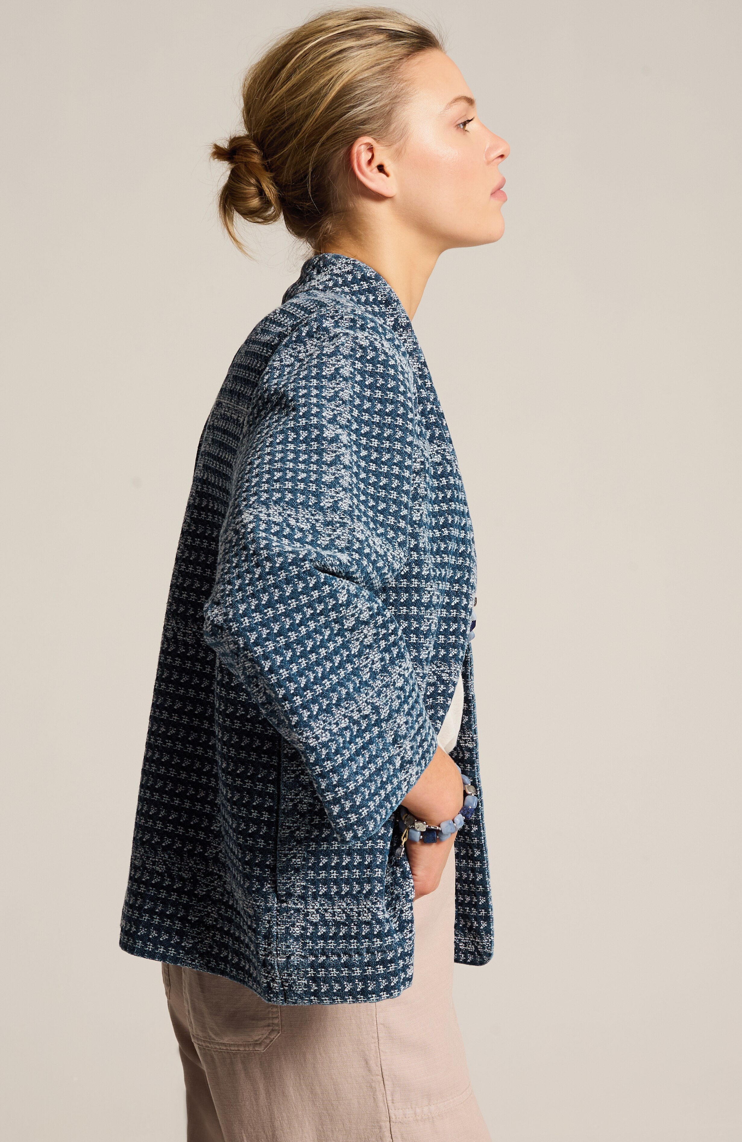 pure jill indigo jacquard jacket