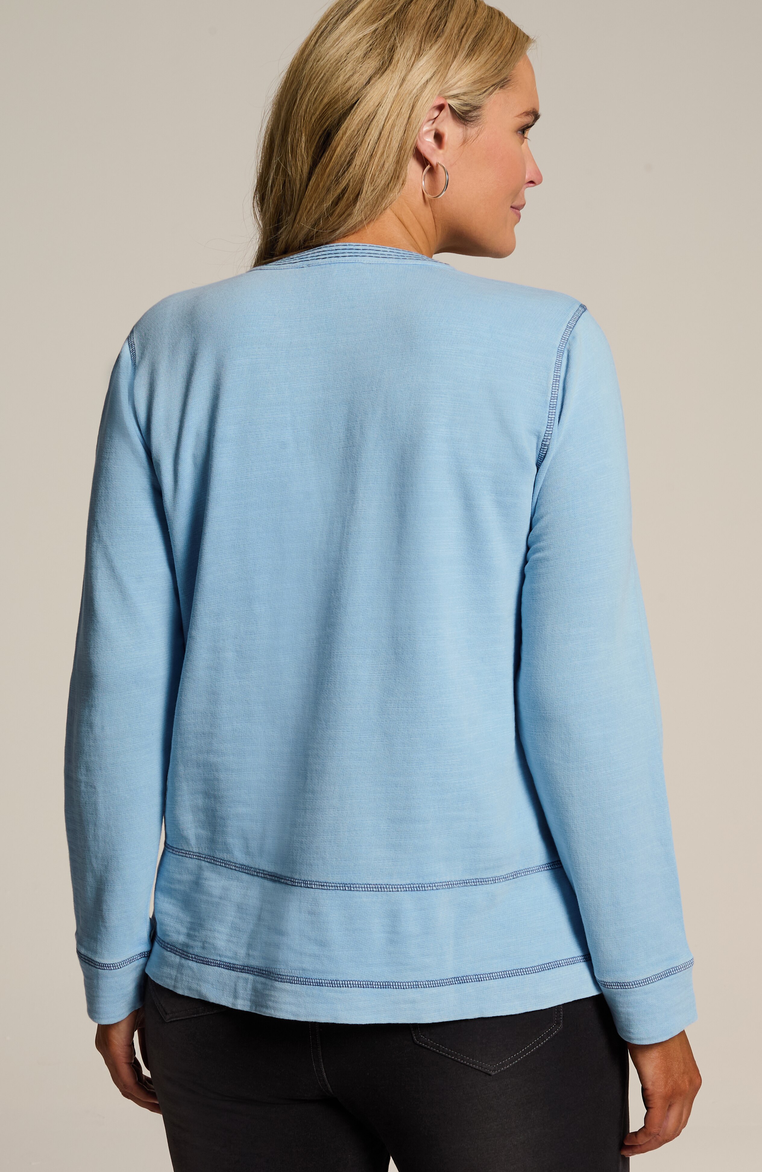 pure jill contrast-stitched top