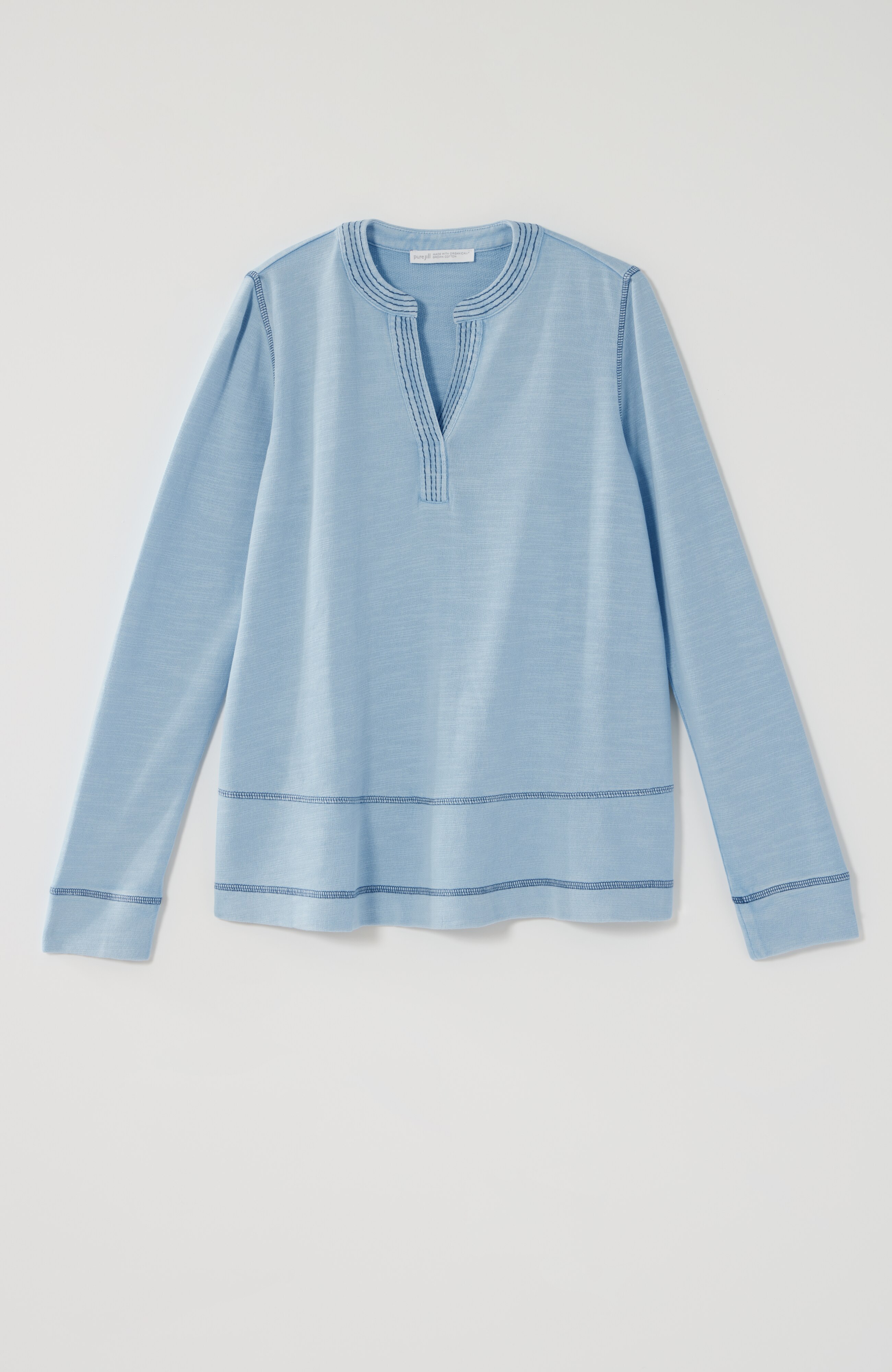 pure jill contrast-stitched top