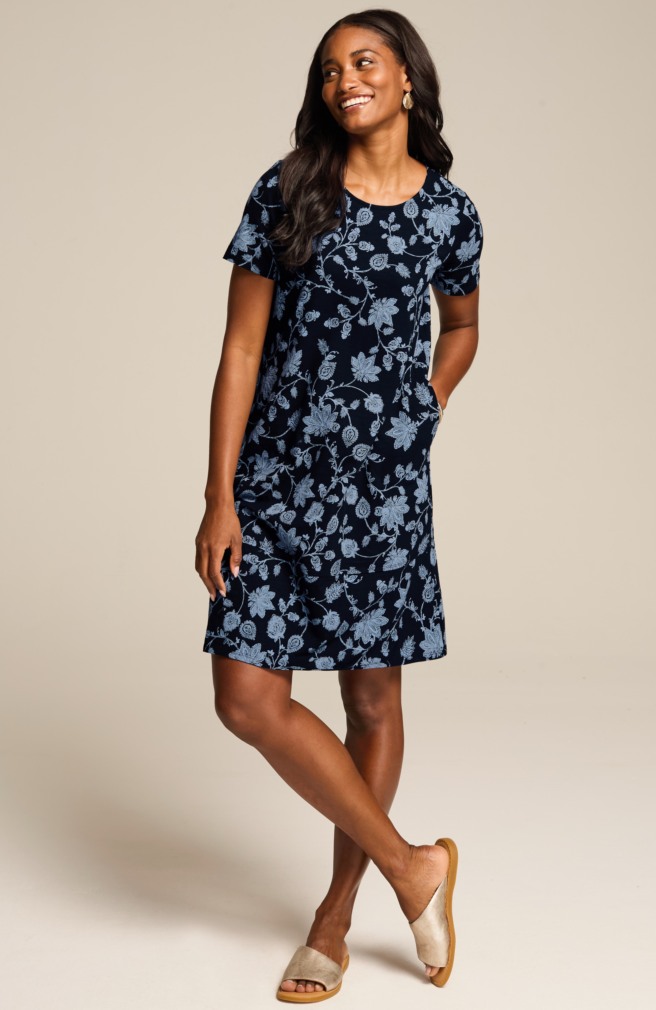 pure jill slub-knit dress
