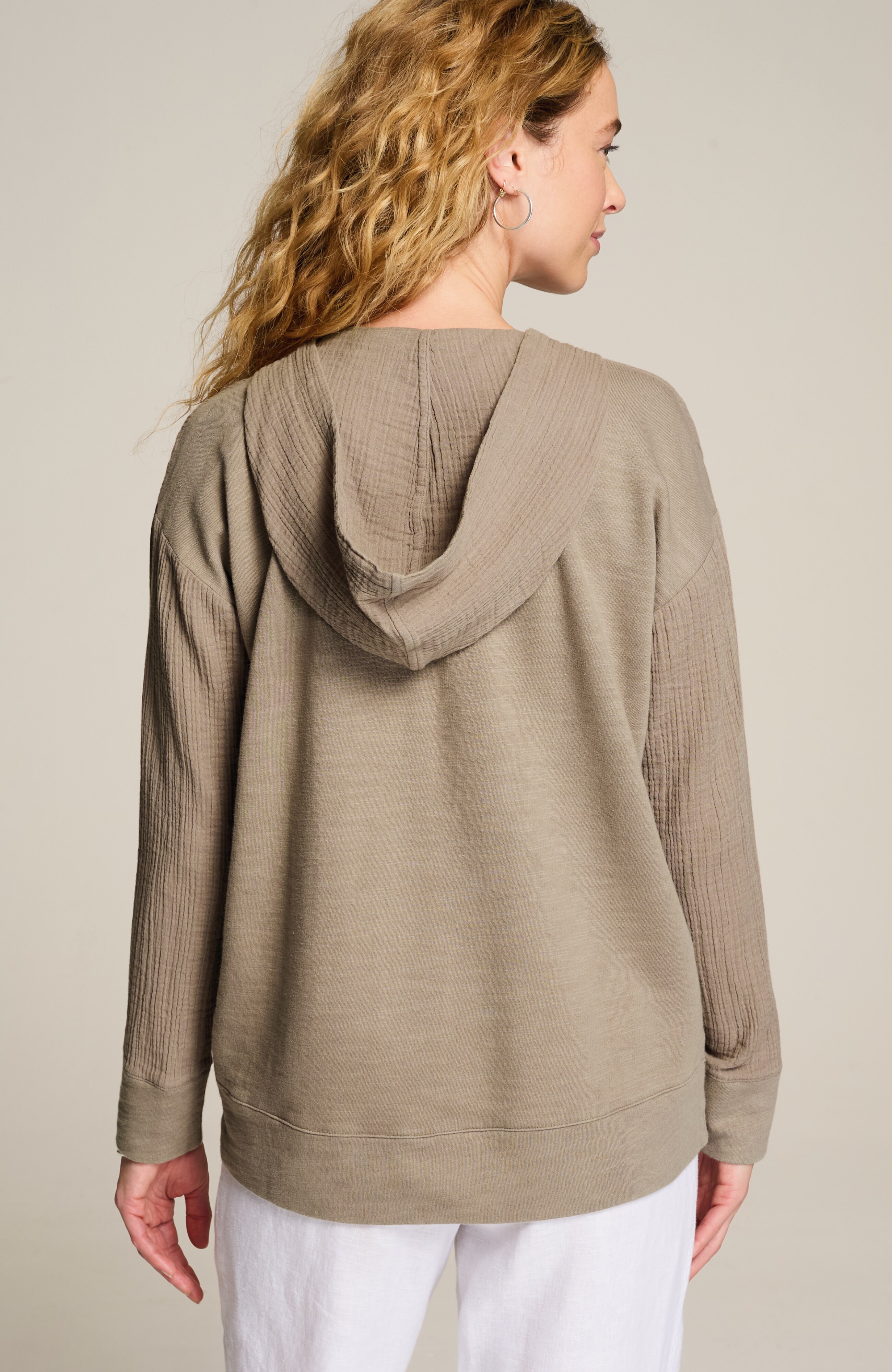 pure jill french terry & gauze hoodie