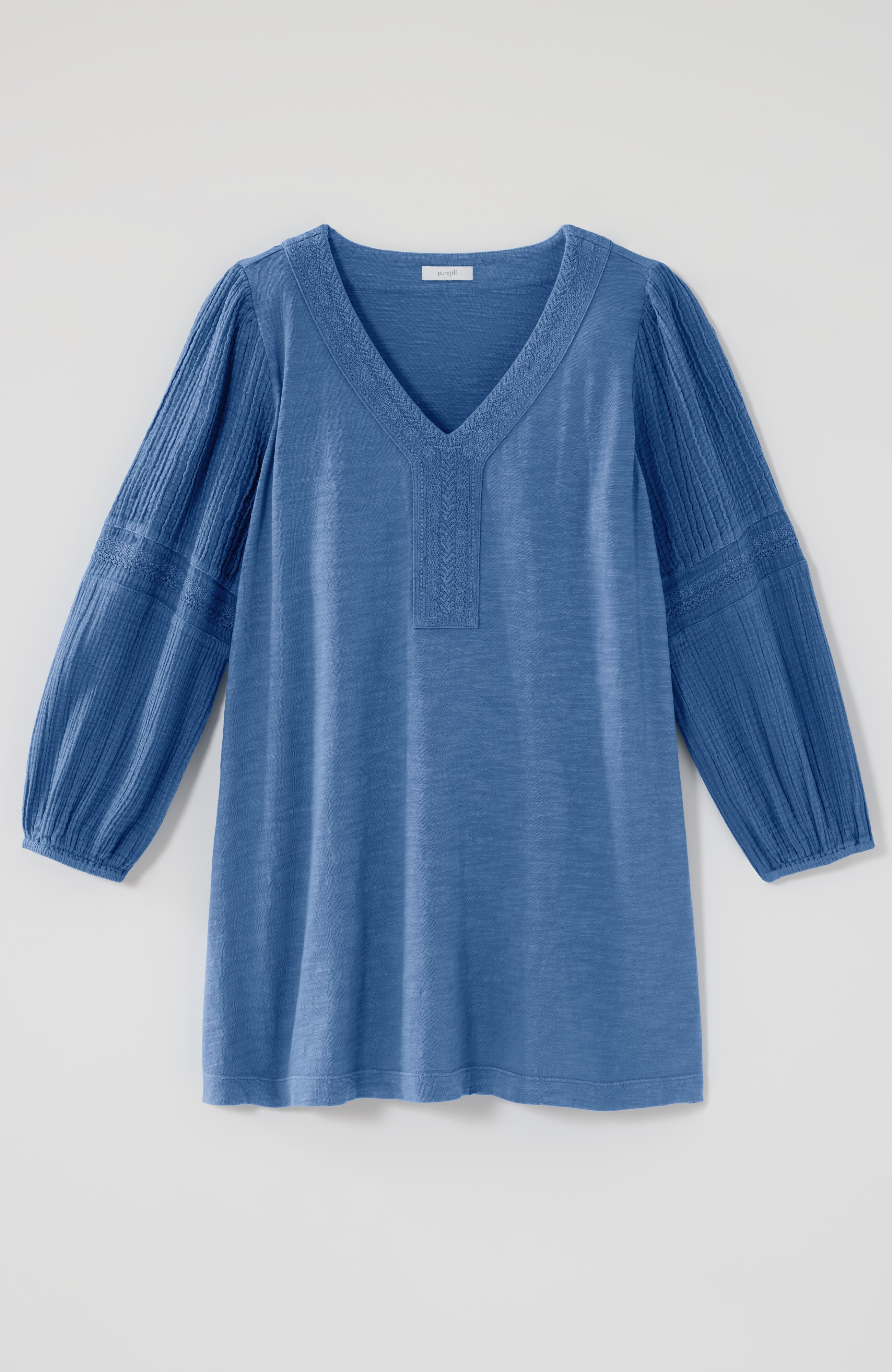 pure jill mixed-media embroidered tunic