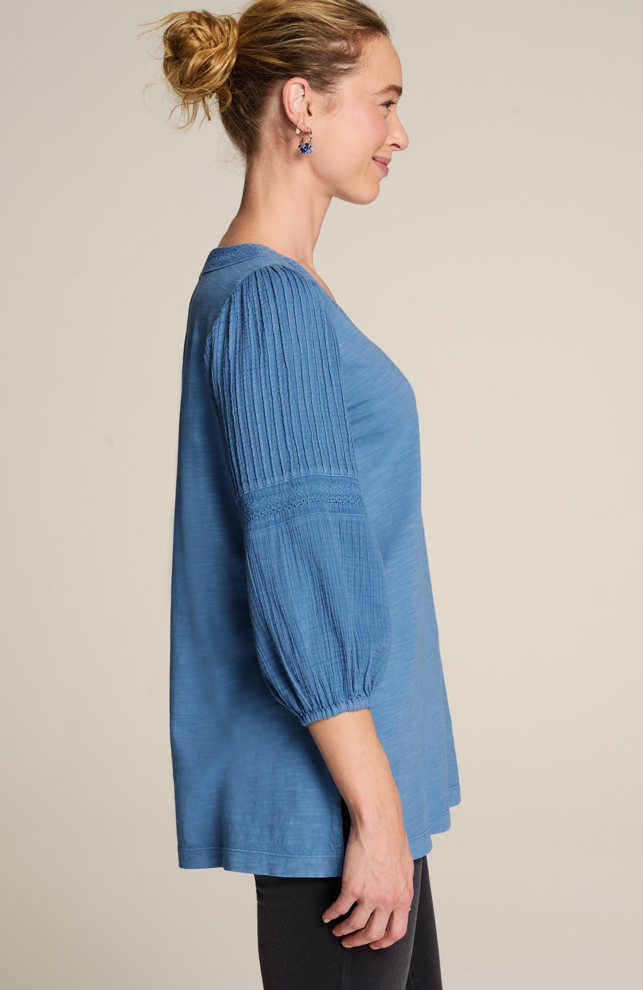 pure jill mixed-media embroidered tunic