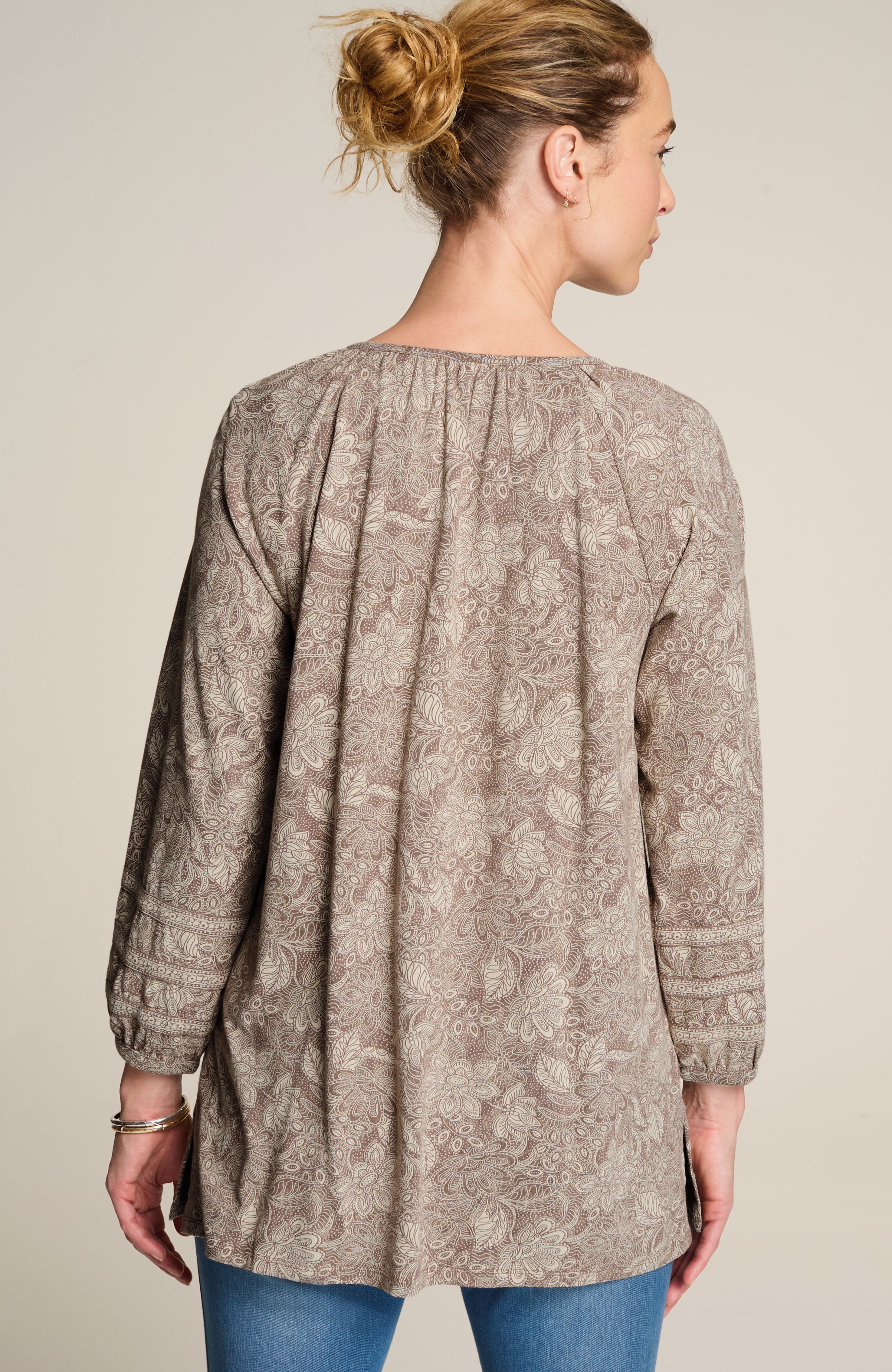 pure jill soft-sleeve printed tunic