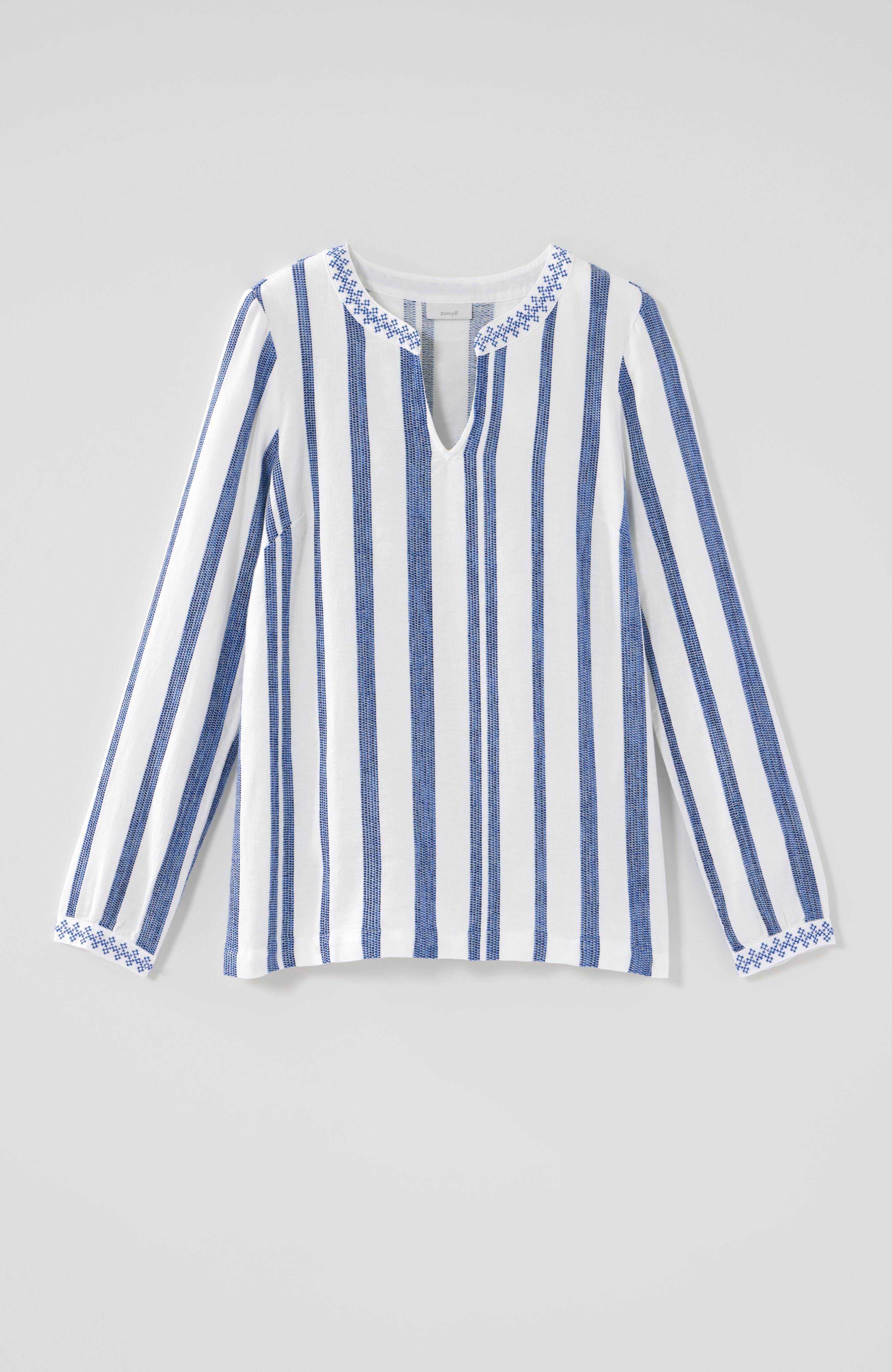 ✳︎JILLELEE✳︎ PURE JILL EMBROIDERED STRIPED TOP | JJill
