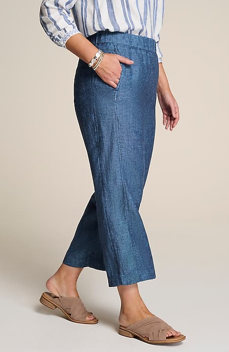 pure jill linen cropped pants