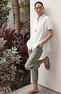 pure jill linen cropped pants