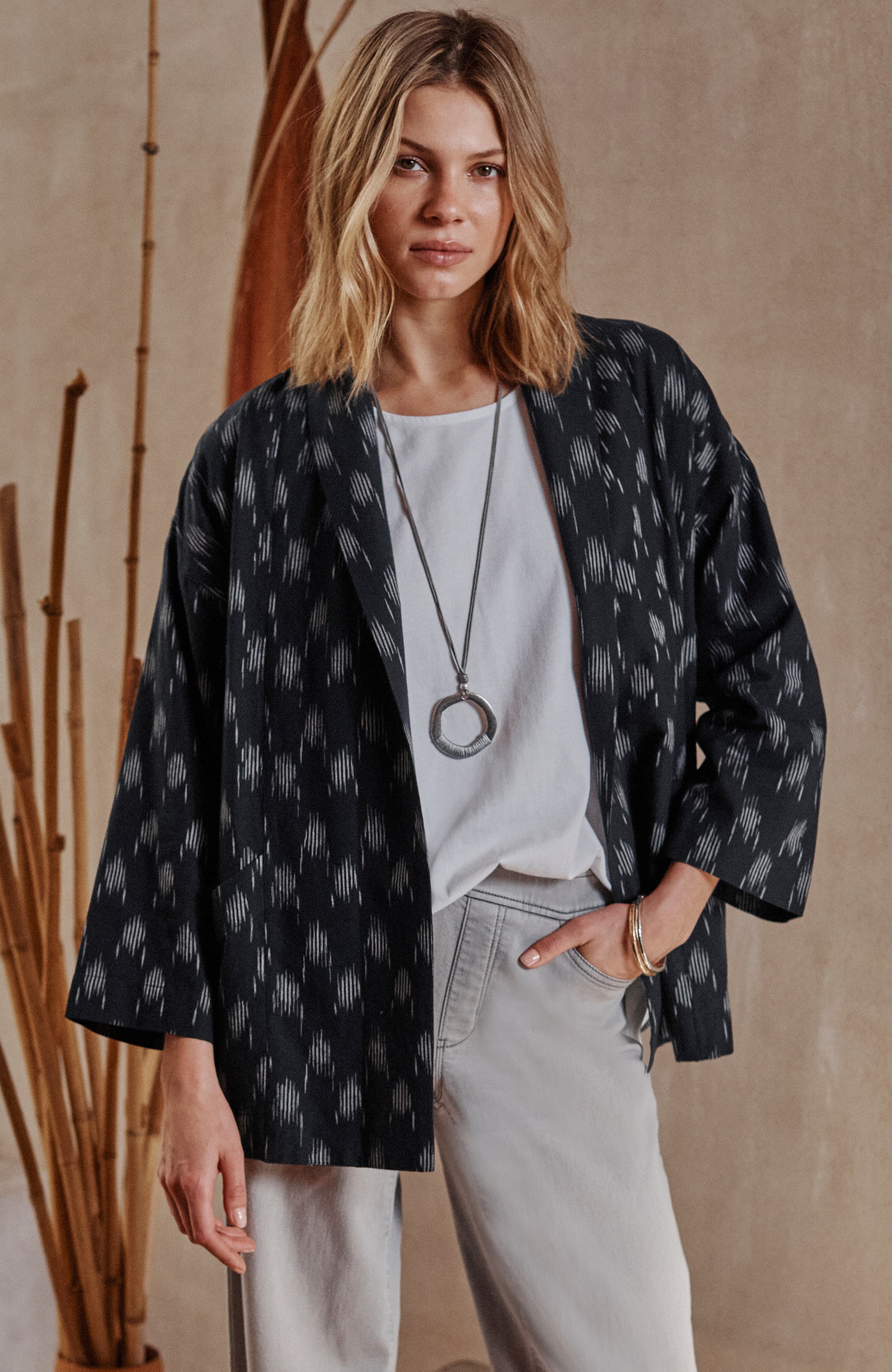 pure jill ikat open-front jacket