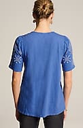 pure jill embroidered garment-dyed top