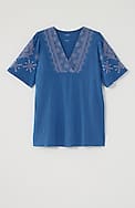 pure jill embroidered garment-dyed top