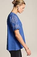 pure jill embroidered garment-dyed top