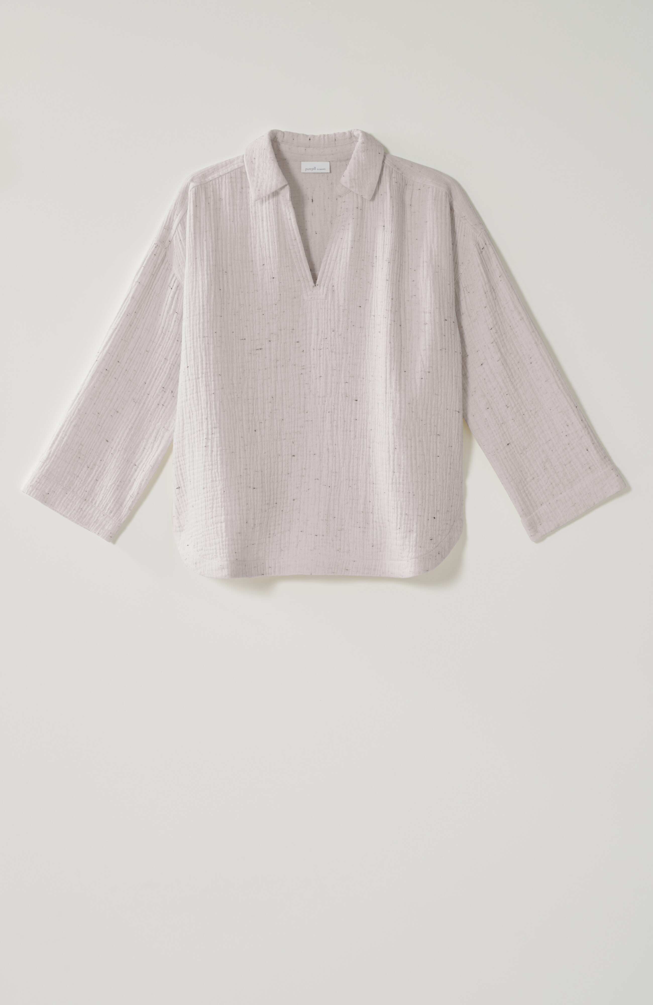 pure jill textured cotton-gauze collared top