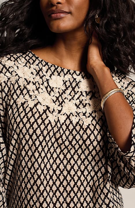 pure jill hand-embroidered top