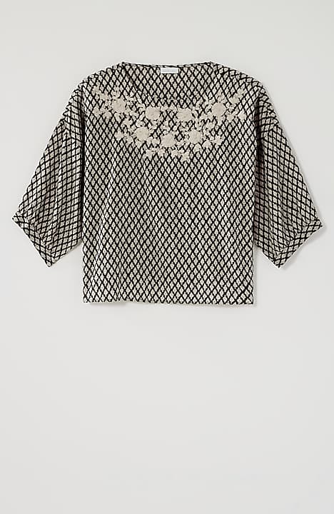 pure jill hand-embroidered top