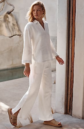Image for Pure Jill Textured Cotton-Gauze Pants