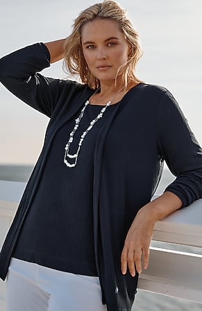 Image for Wearever Textured-Knit Open-Front Jacket