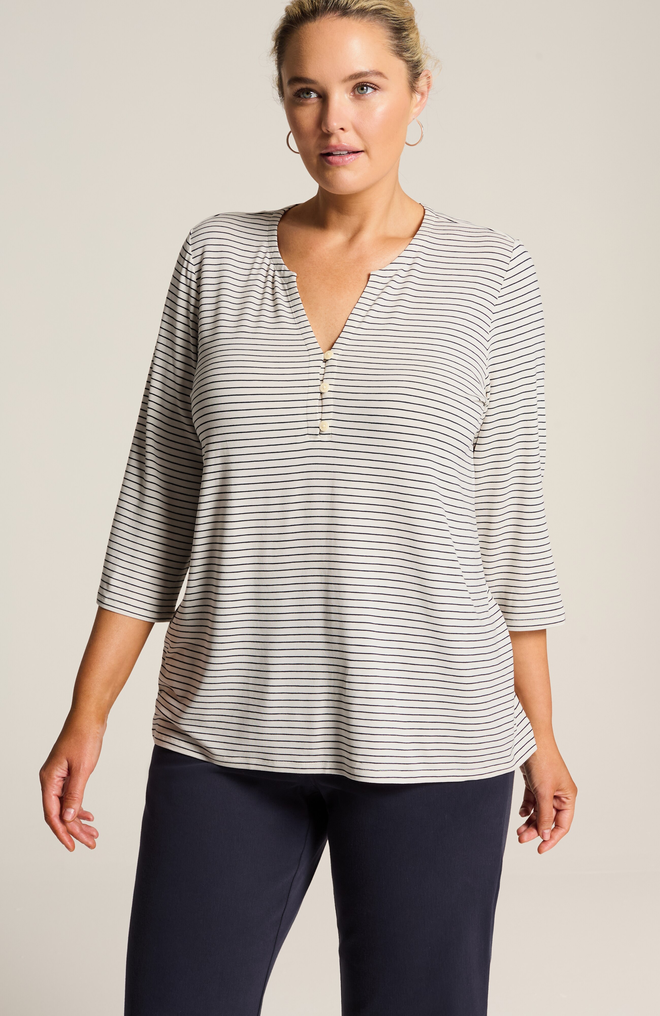 Wearever Buttoned Split-Neck Top | JJill