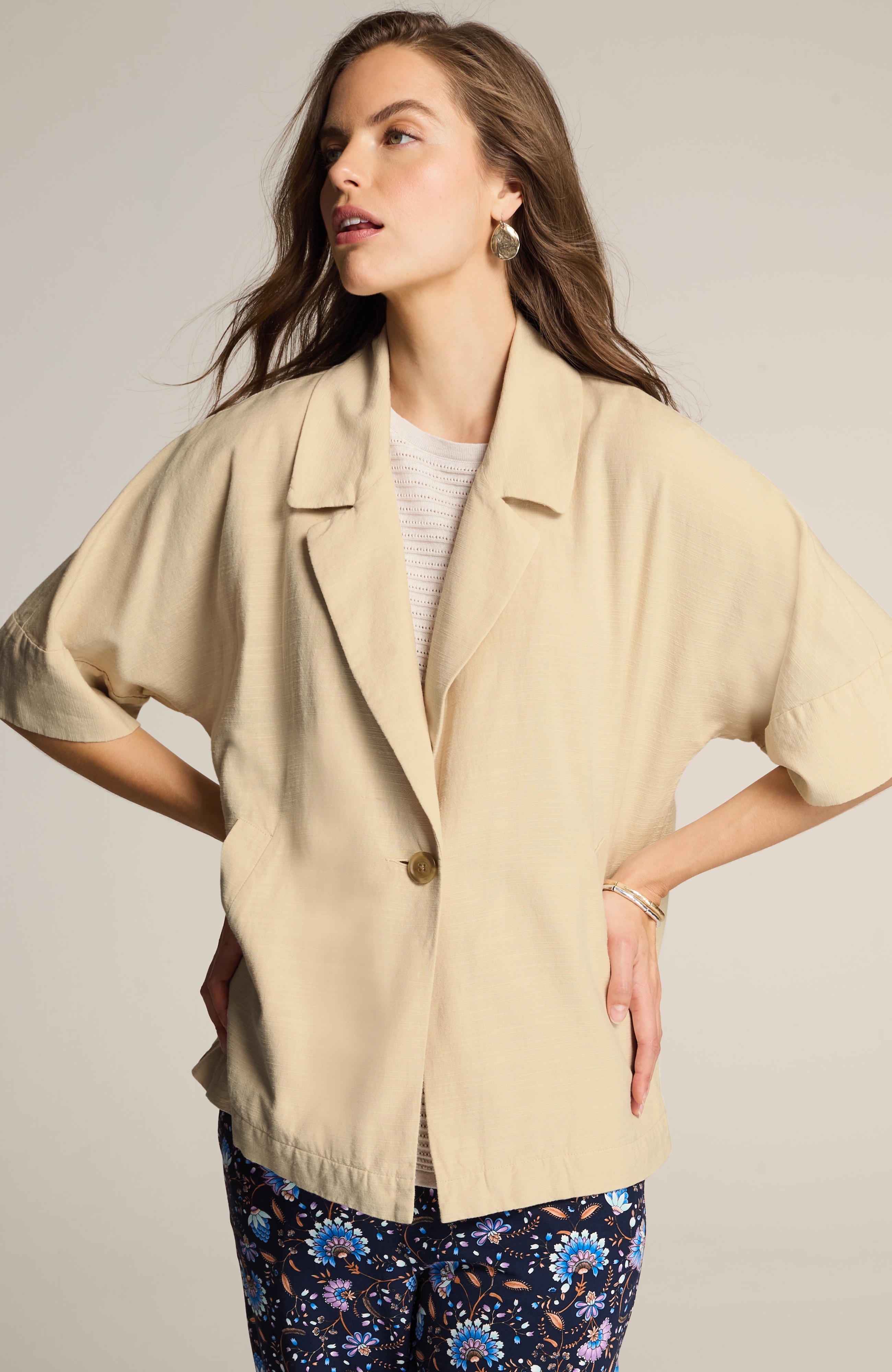 wearever collared one-button jacket