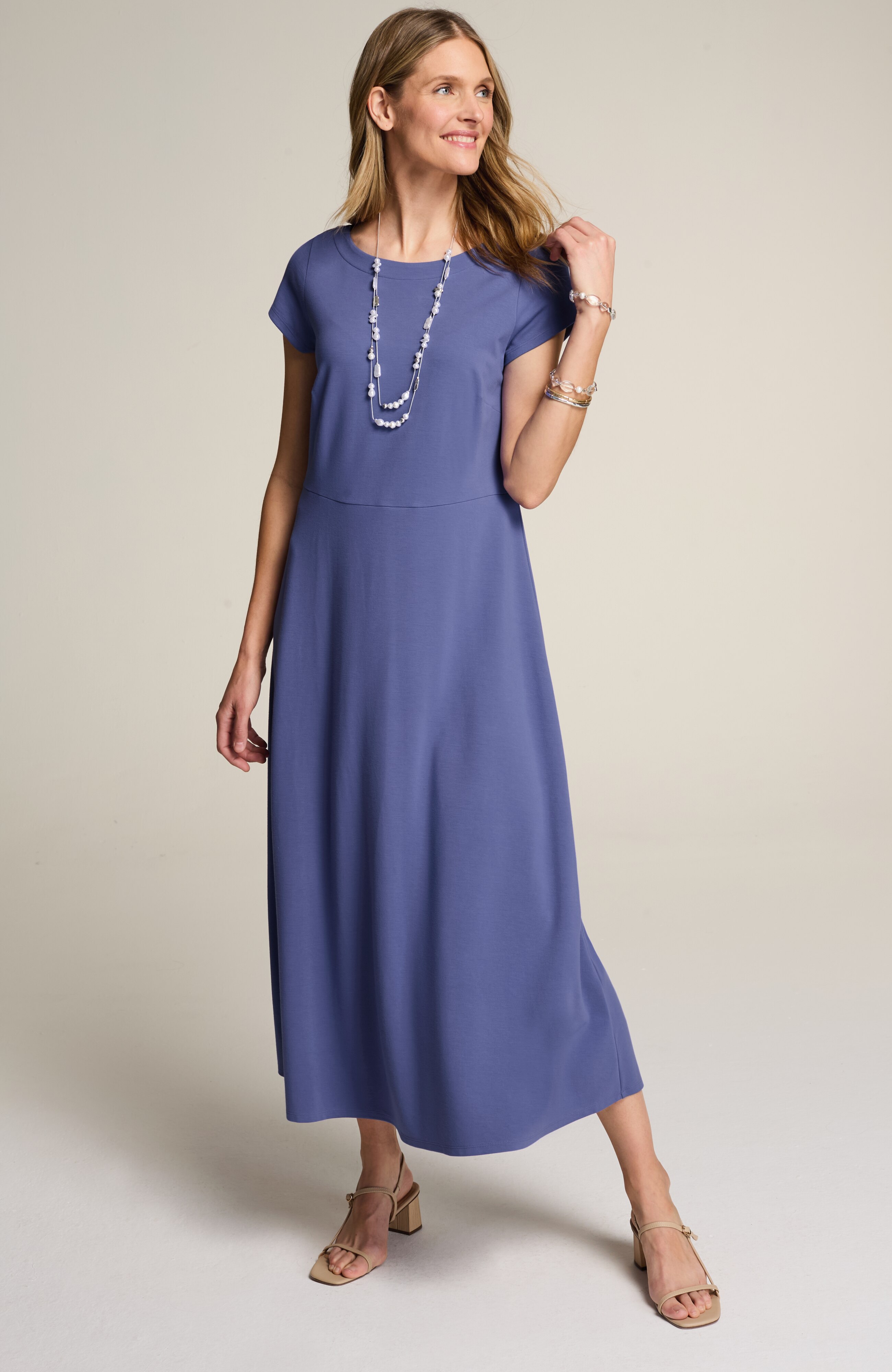 wearever double-face jersey boat-neck dress