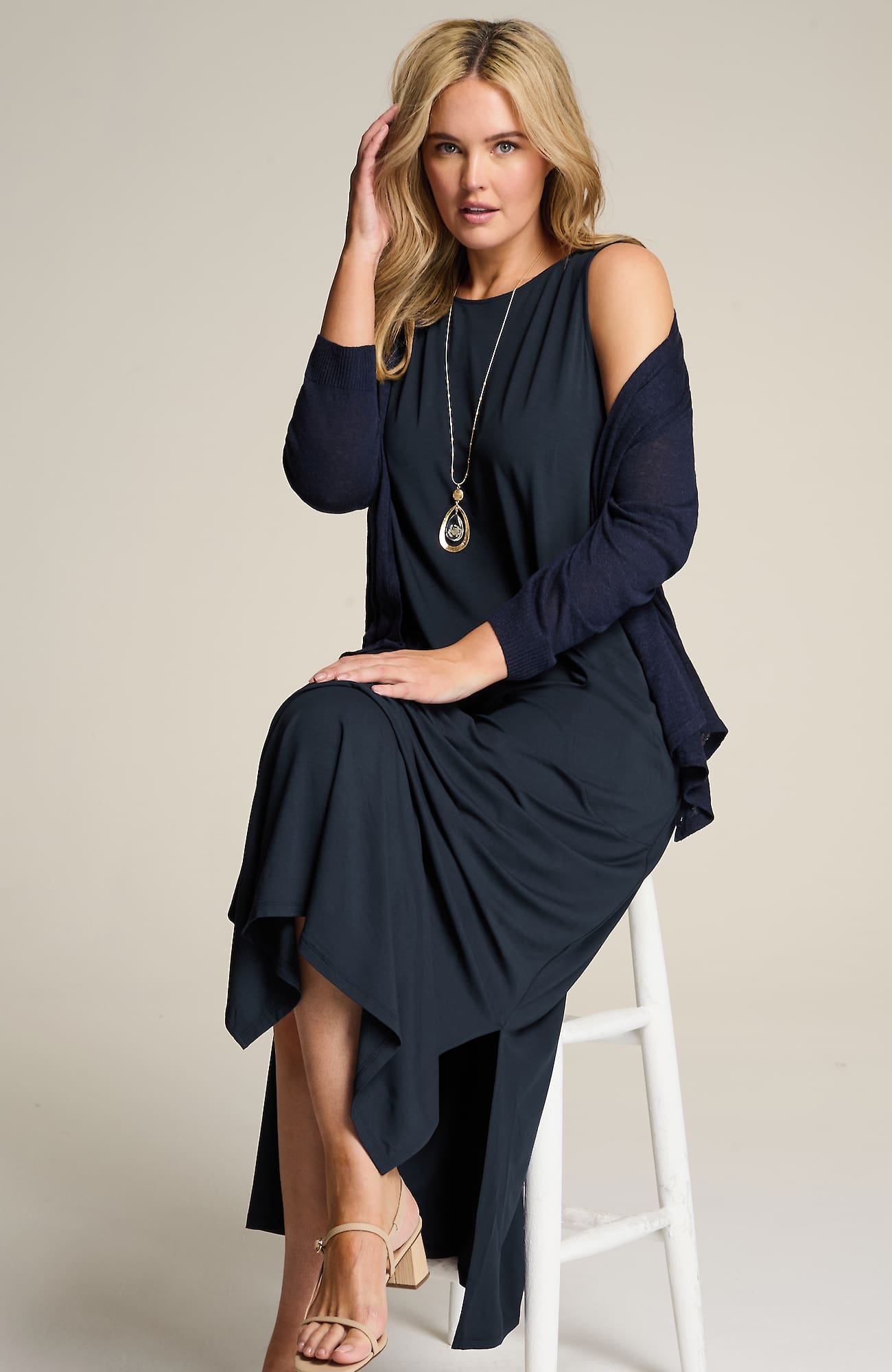 Jjill J.jill Wearever Maxi A-line Tank Dress In Navy Blue