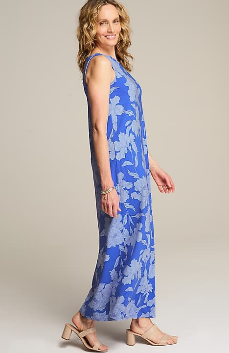 tank a line dress Natali Tank A-Line Dress in Noir Flora