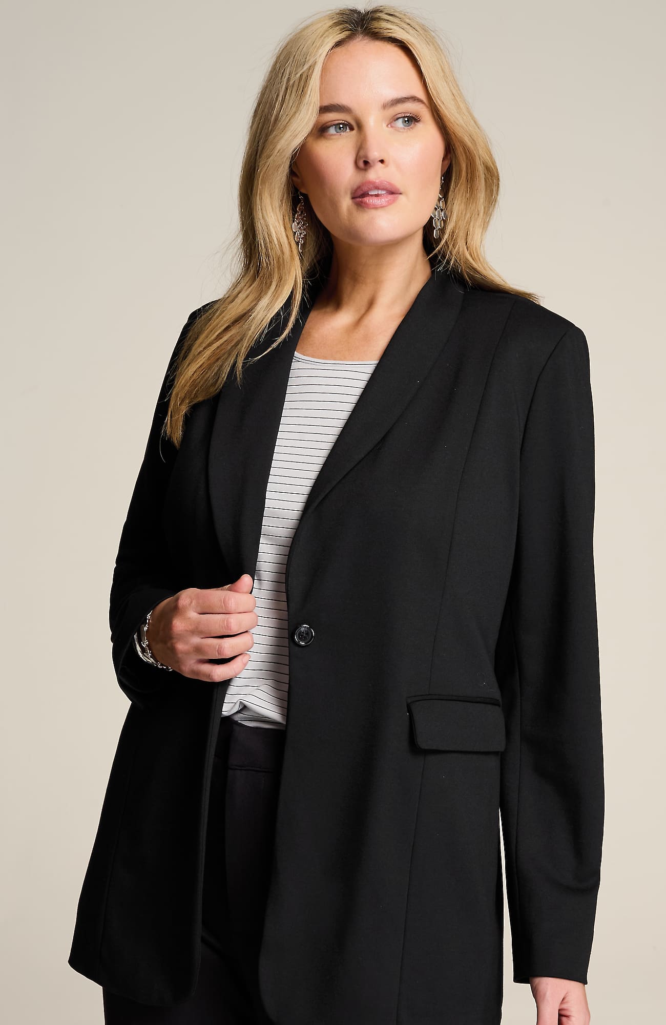 Jjill J.jill Wearever Polished Knit Blazer In Black