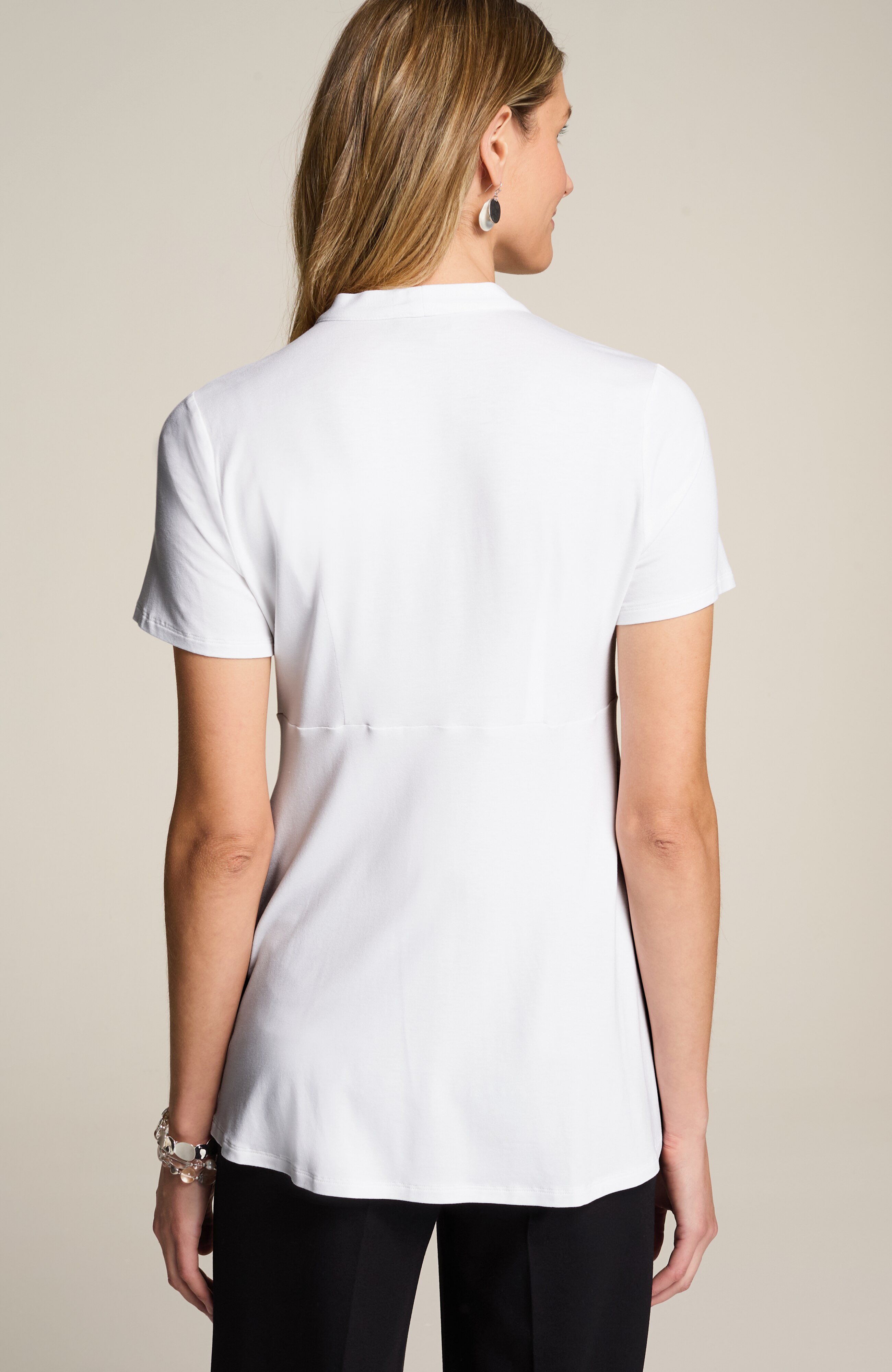 wearever draped-neck wrap-front top