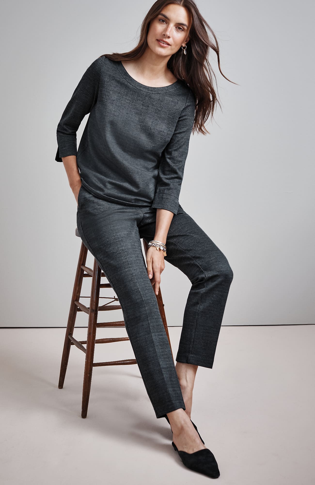 Jjill J.jill Wearever Polished-knit Slim-leg Trousers In Multi