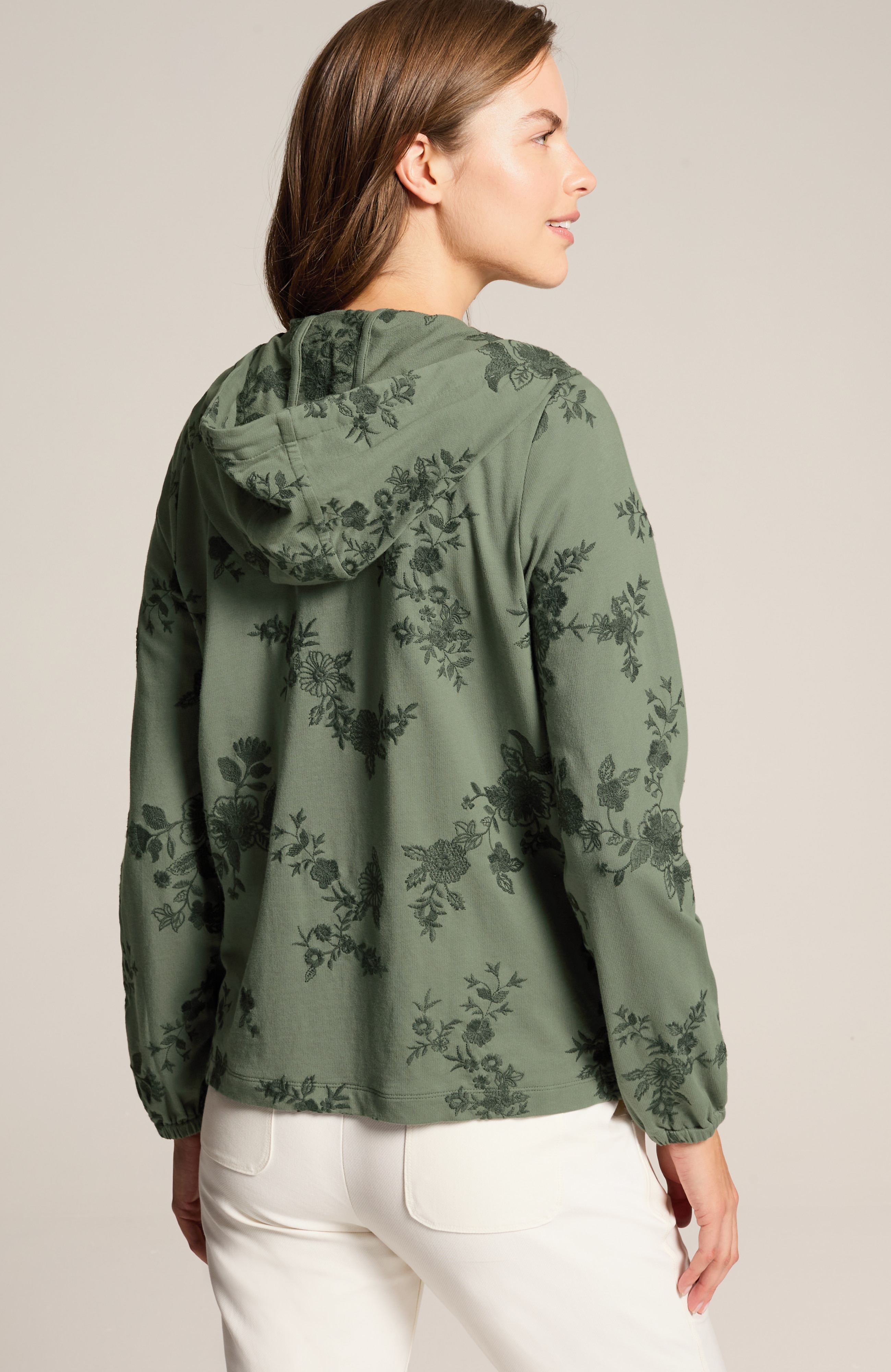 fit embroidered zip-up jacket