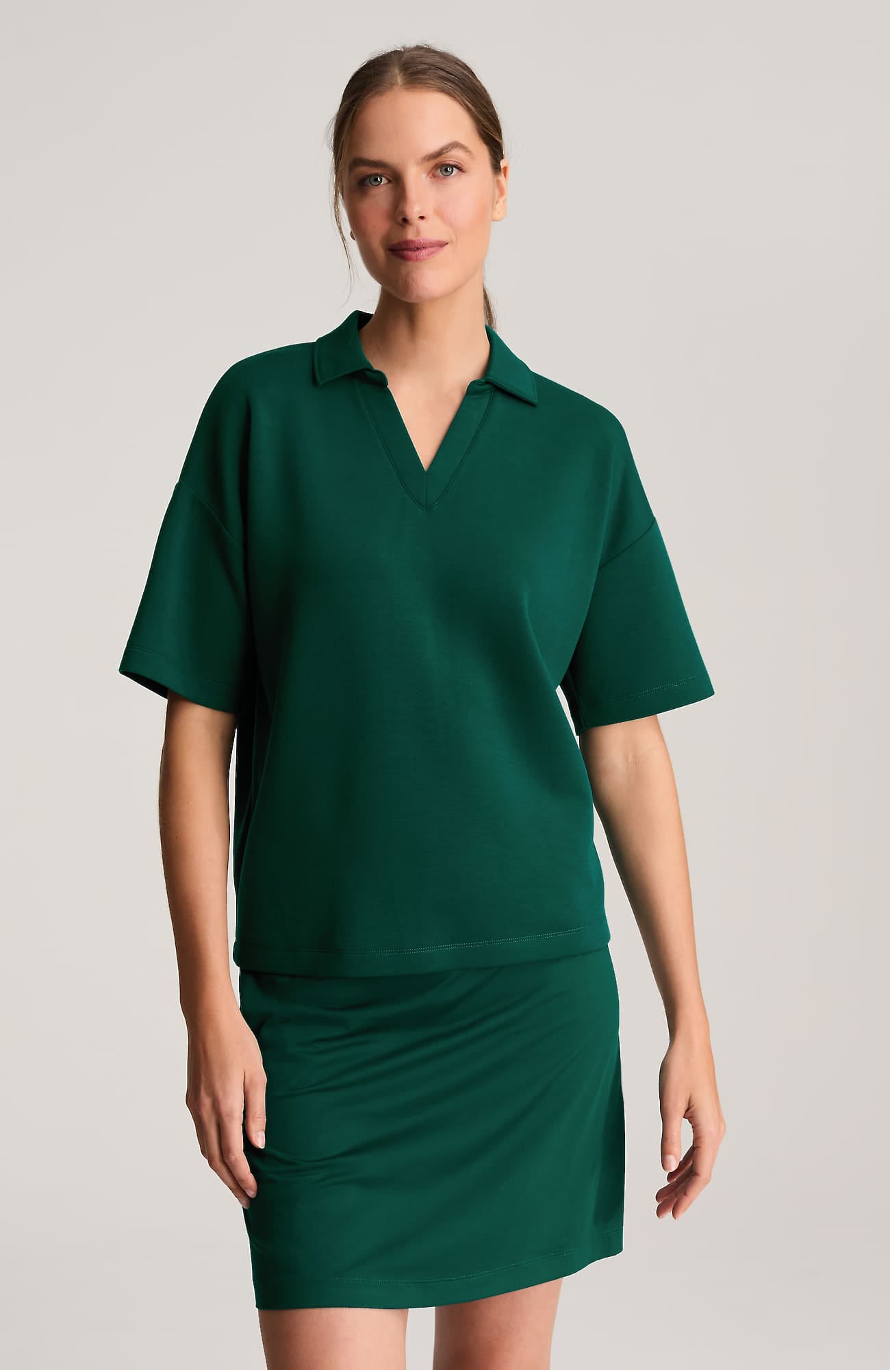 Women's Fit Elevation Knit Polo (Green) (Size: XS) J. Jill