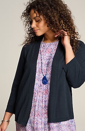 Image for Fine-Textured-Seams Open-Front Cardi
