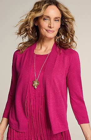 Image for Fine-Textured-Seams Open-Front Cardi