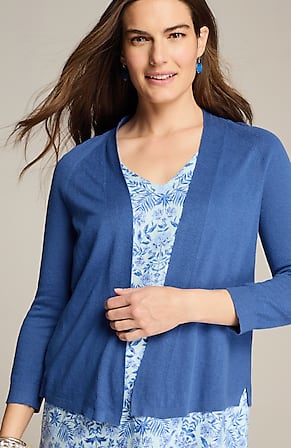 Image for Fine-Textured-Seams Open-Front Cardi