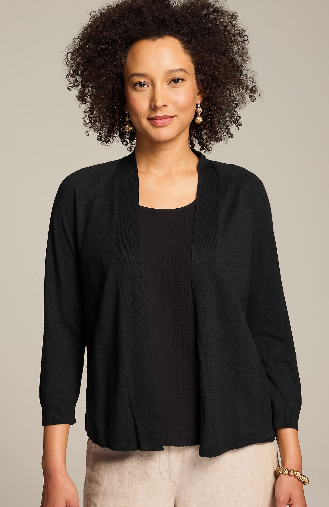 Jjill J.jill Fine-textured-seams Open-front Cardi