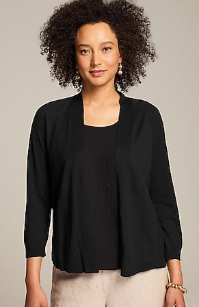 Image for Fine-Textured-Seams Open-Front Cardi