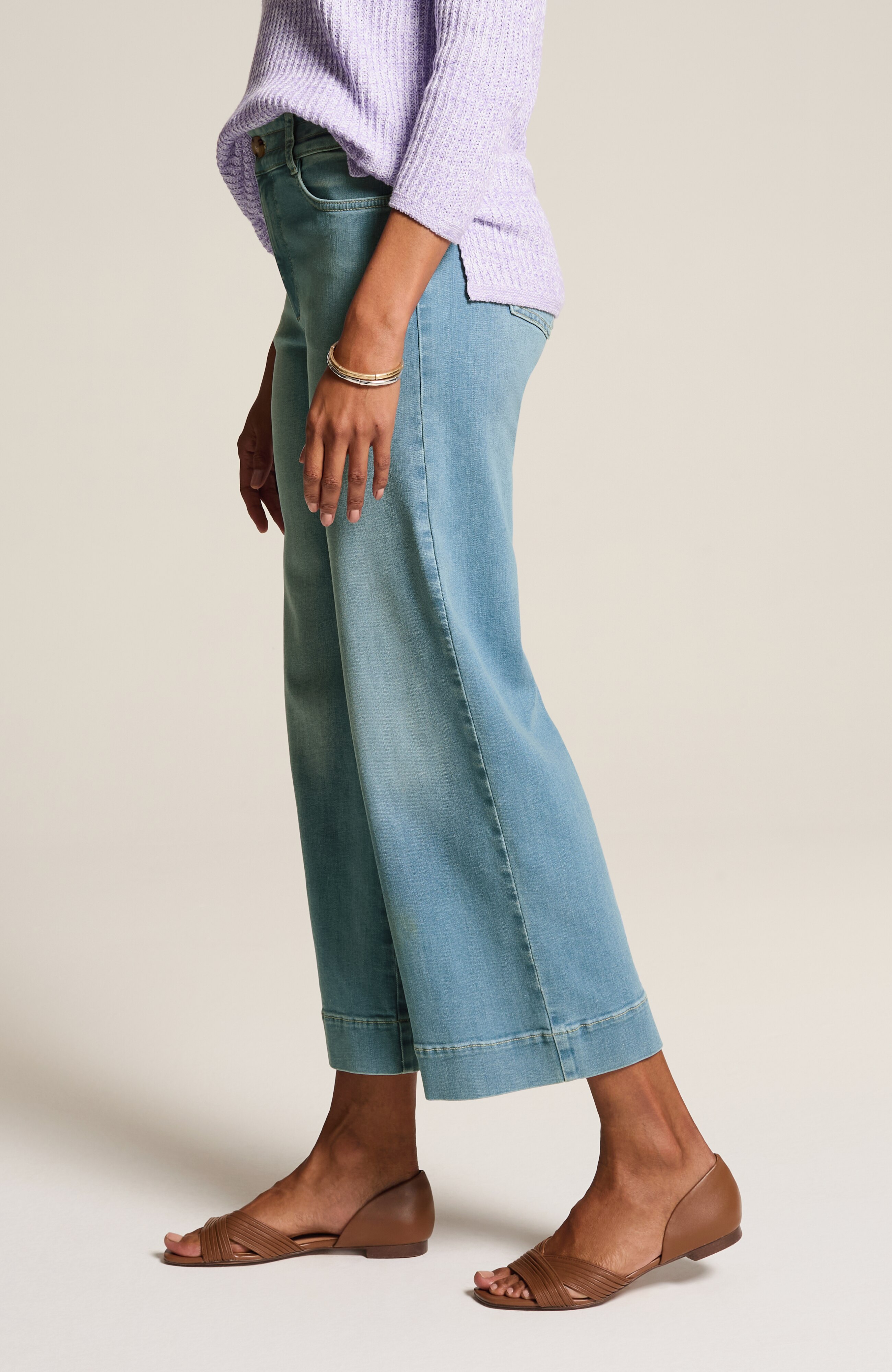 HIGH-RISE TRAPUNTO-STITCHED WIDE-LEG JEA | JJill