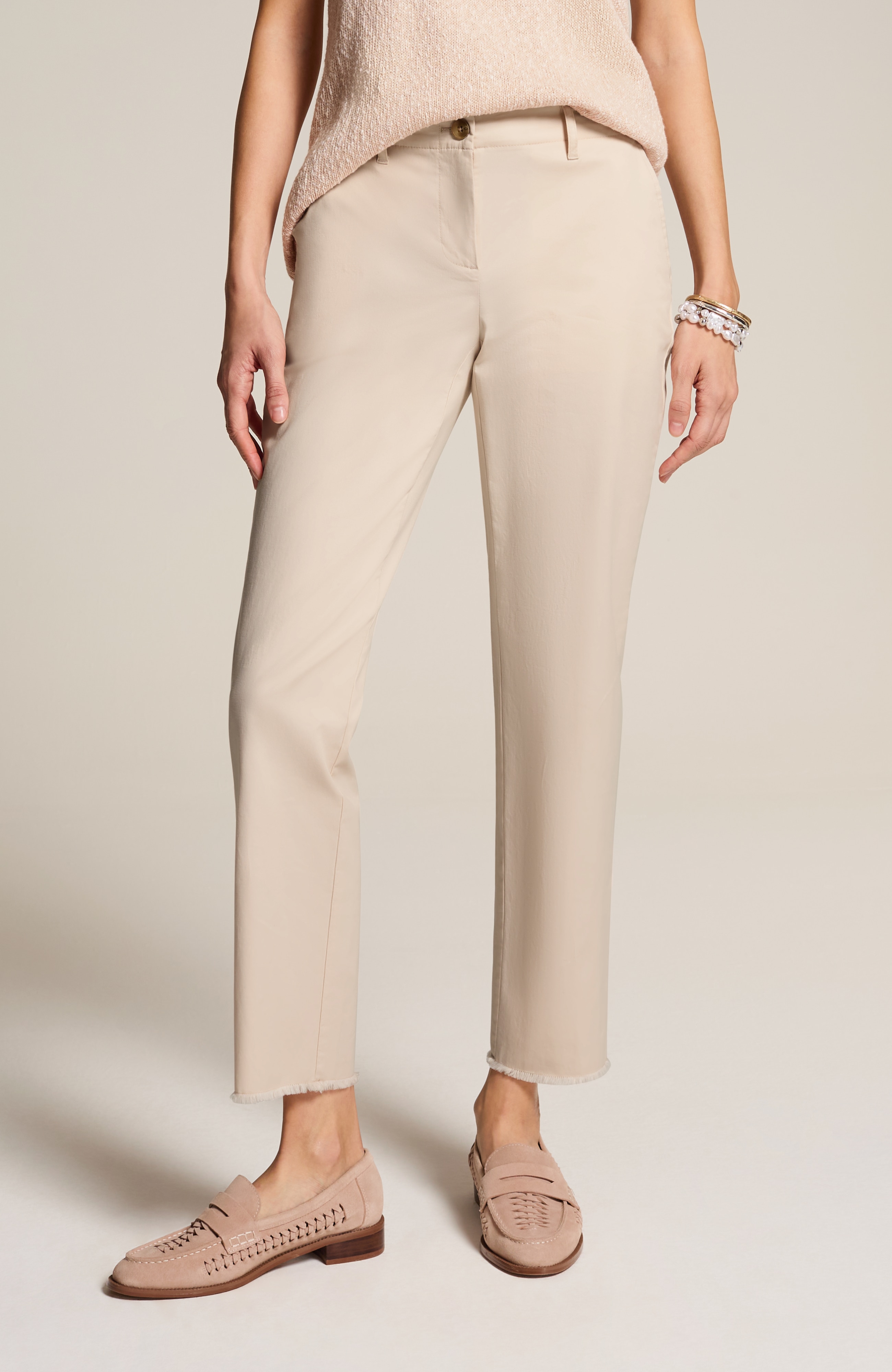 PIMA-CHINO FRINGE-HEM PANTS | JJill