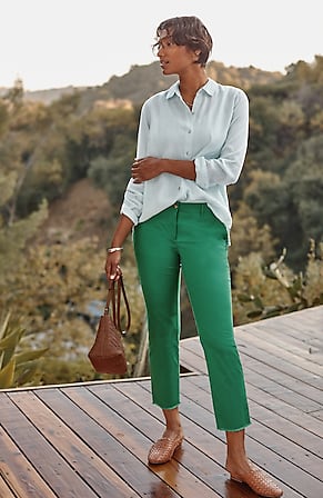 Image for Fringe-Hem Pima-Chino Pants