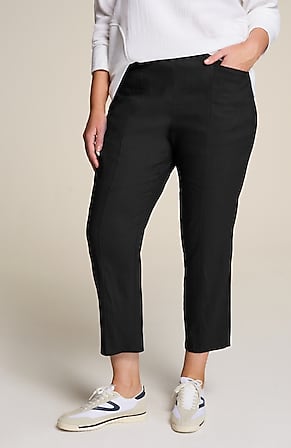 Image for Linen-Stretch Angled-Pocket Slim-Leg Pants