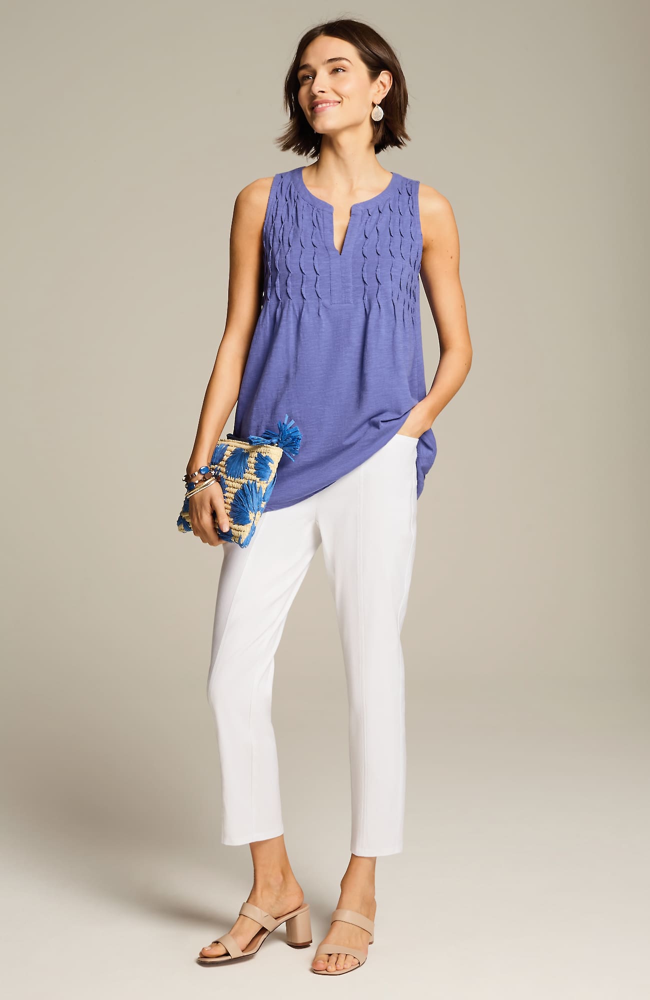 Jjill J.jill Linen-stretch Angled-pocket Slim-leg Pants In White
