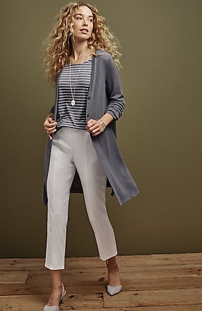 Image for Linen-Stretch Angled-Pocket Slim-Leg Pants