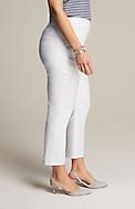 linen-stretch angled-pocket slim-leg pants