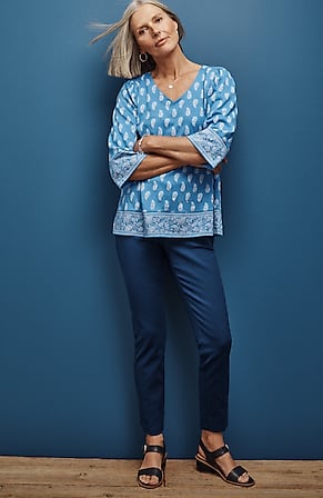 Image for Linen-Stretch Angled-Pocket Slim-Leg Pants