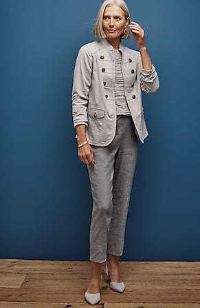 Image for Linen-Stretch Angled-Pocket Slim-Leg Pants