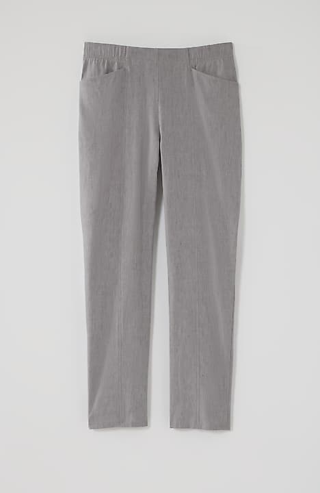 Linen-Stretch Angled-Pocket Slim-Leg Pants