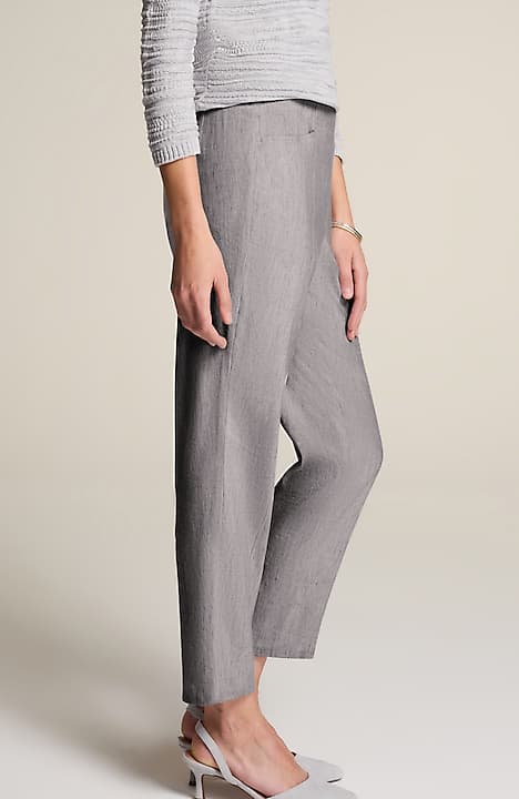 Linen-Stretch Angled-Pocket Slim-Leg Pants