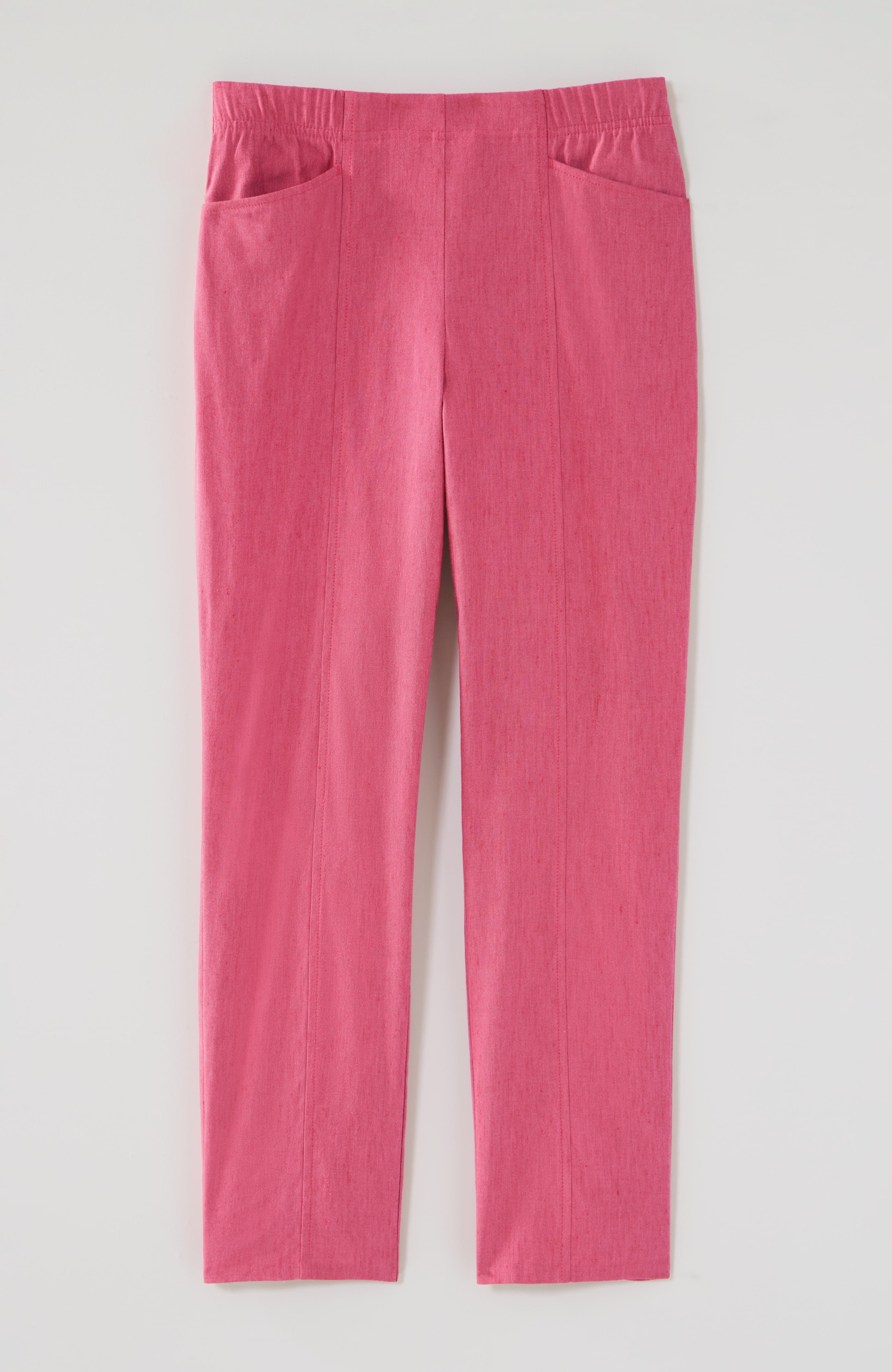 linen-stretch angled-pocket slim-leg pants