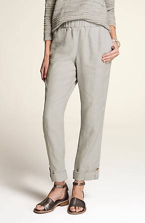 Image for Linen Rolled-Cuff Straight-Leg Pants