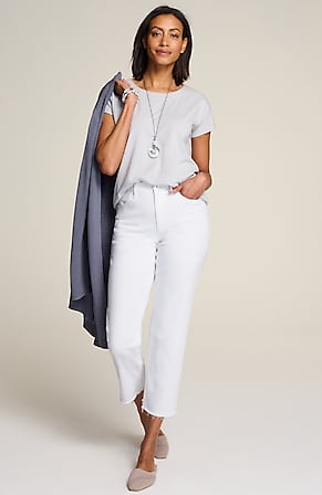 Image for Curvy-Fit Fringe-Hem Crops