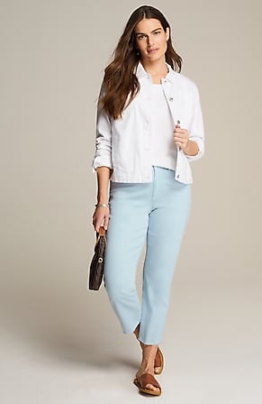 Image for Curvy-Fit Fringe-Hem Crops